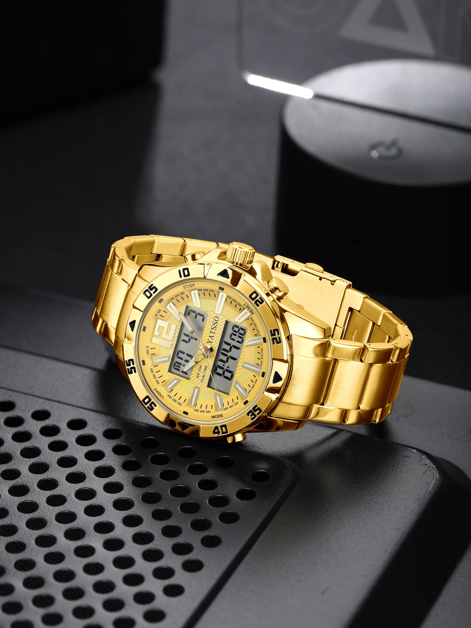 Men's Dual Time Hybrid Sport Watch - Stainless Steel, 50M Waterproof, Multifunctional Quartz Design