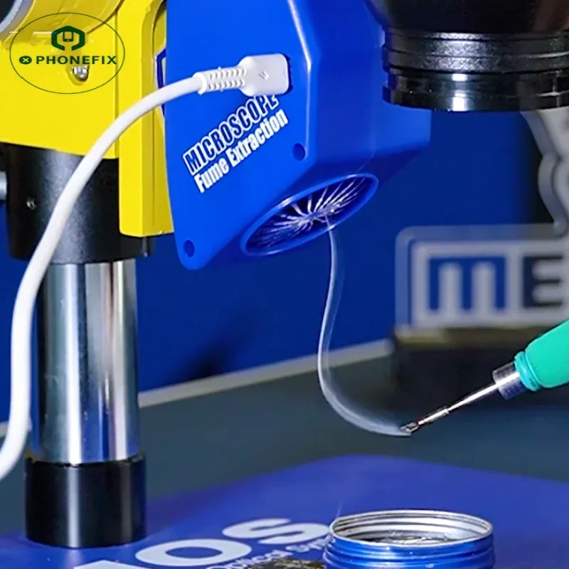 Mechanic portable microscope soldering fume extractor for phone motherboard PCB welding smoke absorb mini fan repair clean tool
