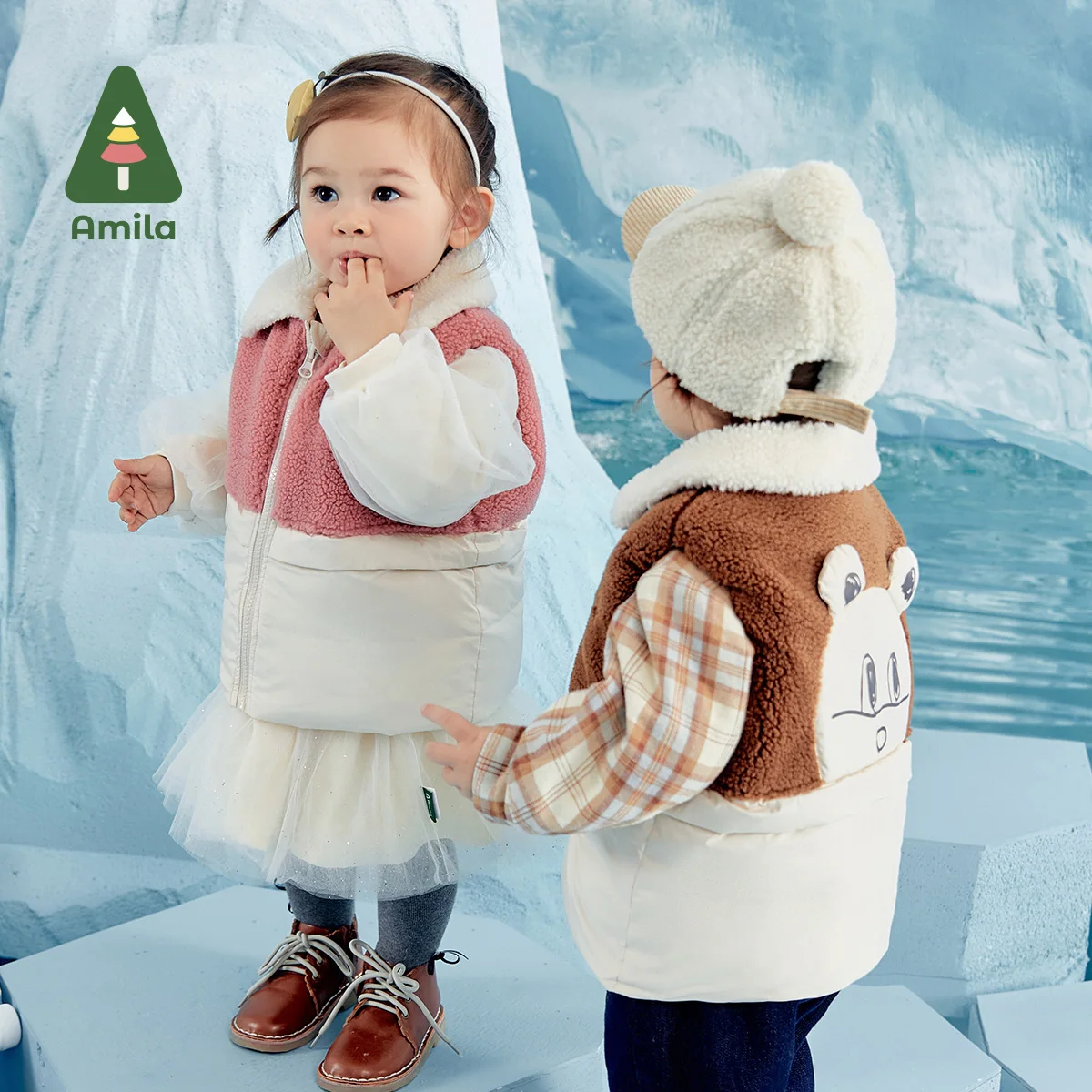 Baby Waistcoat Winter Boys and Girls Cartoon Bear Fashion