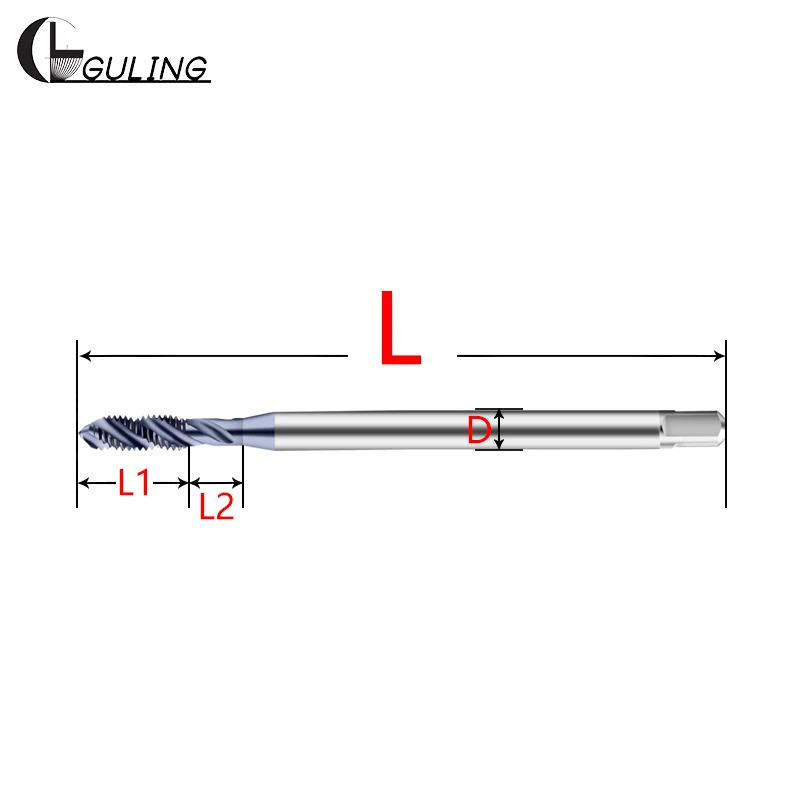 GULING HSSE-M35 JIS 표준 롱 샹크 80 100 120 150mm 스파이럴 플루트 탭 M6 M8 M10 M12 M14 M16 기계 나사산 탭