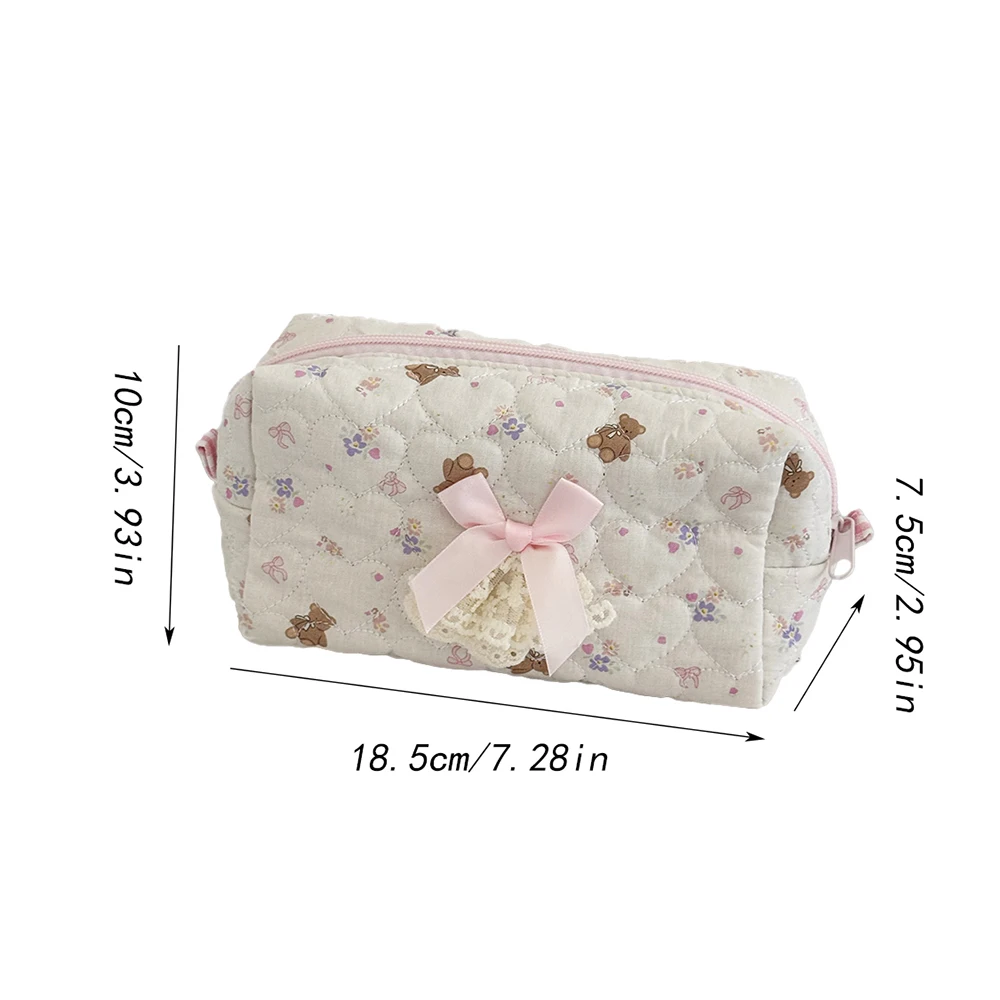 Cartoon Nette Schleife Frauen Mini Kosmetik Tasche Tragbare Geldbörse Make-Up Toilettenartikel Lagerung Beutel Handtasche Bär Platz Zipper Kleine Tasche – Detail 1