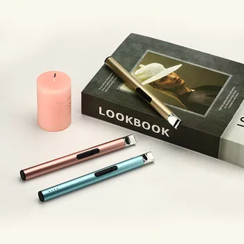 Mini Power Display Electric Pulse Flameless Arc Lighter USB Rechargeable Candle Kitchen Gas Stove Ignition Gun Gift Box 6