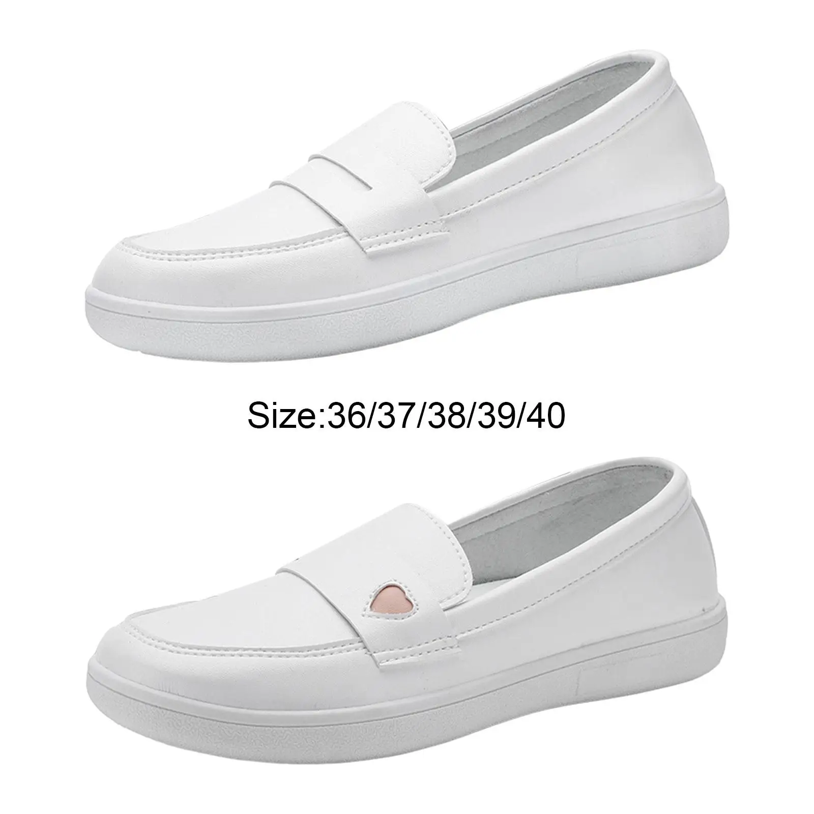 

Women's Nursing Shoes Nurse Loafers Comfortable White PU Flat Nursing Shoes Walking Shoes for Kitchen Indoor Restaurant Teachers