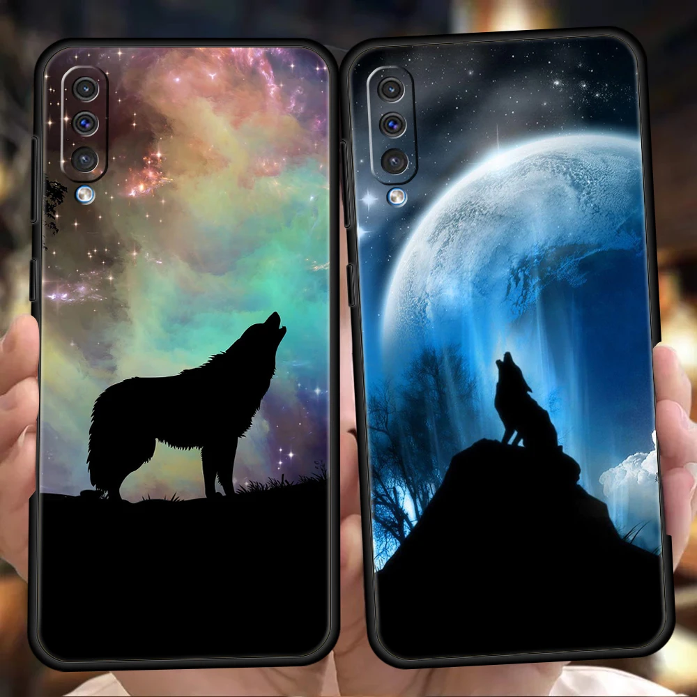 Custodia Per Telefono Moon Roaring Wolf Per Samsung Galaxy A12 A22 A50 A70 A20 A10 A40 A42 A52 A20S A02 A03 A04 5G Custodia In Silicone Nero