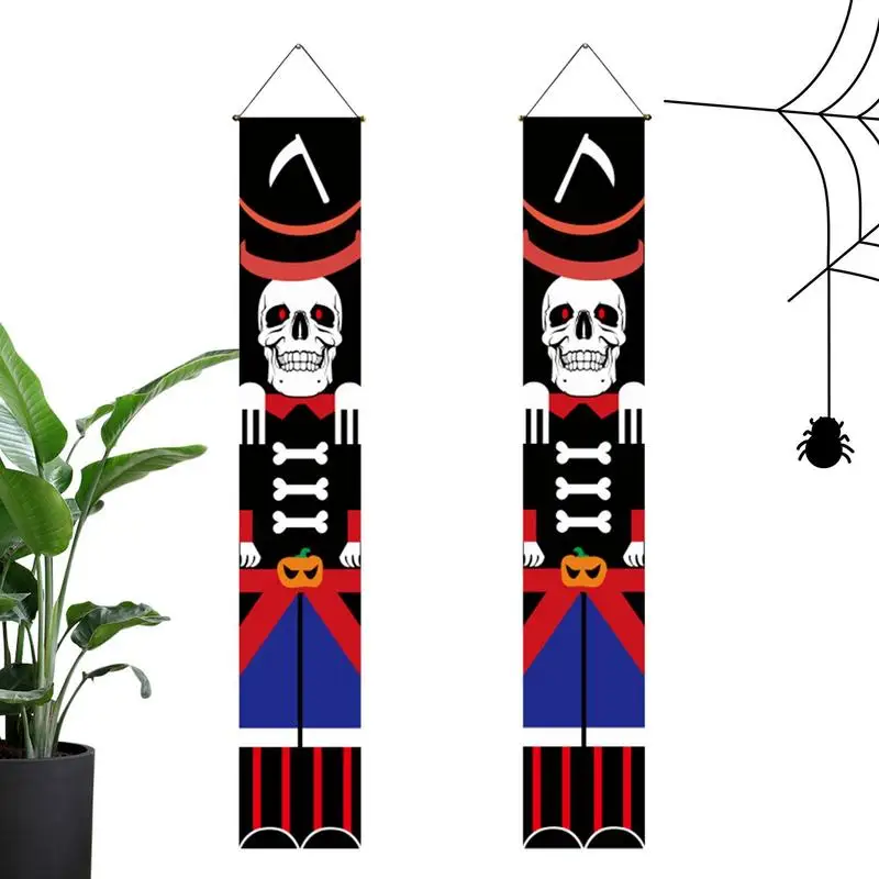 

Happy Halloween Porch Sign Weather-resistant Halloween Decorations Banner 100D Polyester Cloth Halloween Couplets For Front Door