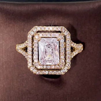 Huitan Fashion Square Cubic Zirconia Women Rings Modern Trendy Wedding Engagement Eternity Accessories Luxury Jewelry Wholesale 1