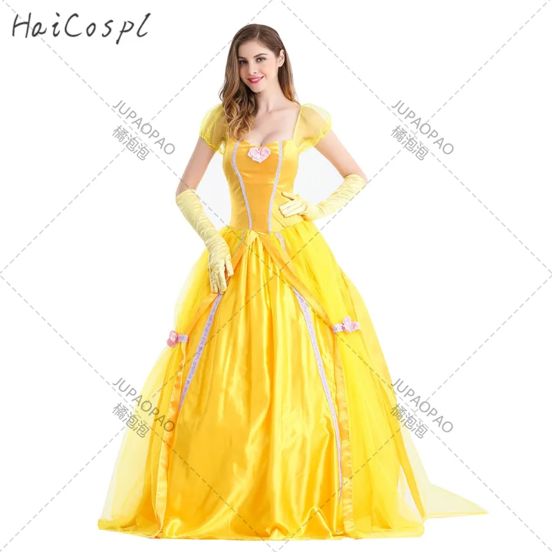 

2023 New Halloween Belle Beauty and The Beast Costumes Women Adult Dresses Party Fancy Girls Long Princess Female Anime Cosplay