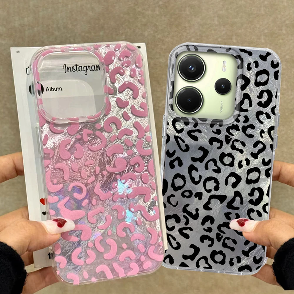 Rosa Leopardenmuster Handyhüllen für Xiaomi Redmi Note 14 13 12 11 11S 10 10S 8 9 Pro 15 15C 13C 14C 9S A3 A1 A3X 9A A2 A5 Abdeckung