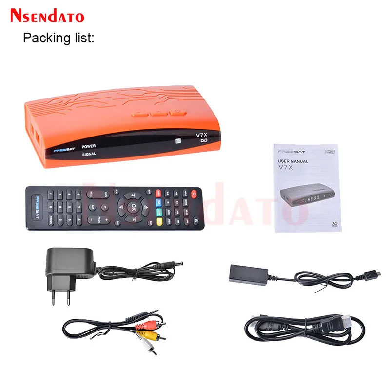 Freesat V7X DVB-S/S2 Satellite TV Receiver 1080P Full HD H.264 MPEG-4 Support USB Wifi Dongle CVBS PowerVu LNB PAL/NTSC Decoder
