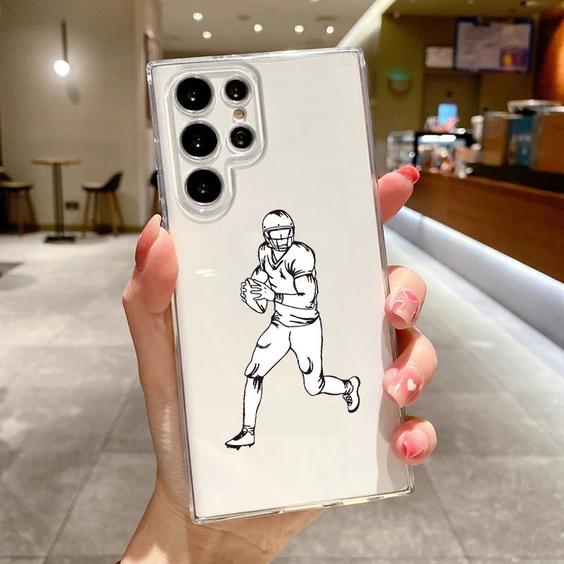 Clear Soft Cover Rugby Ball Design Phone Case