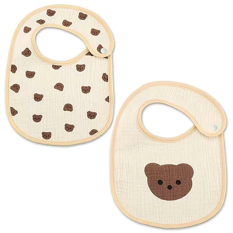 2pcs Newborn Baby Cotton Gauze Bibs Waterproof Infant Boys Girls Burp Cloths Printing Scarf Toddler Saliva Towel Feeding Stuff Baby & Maternity