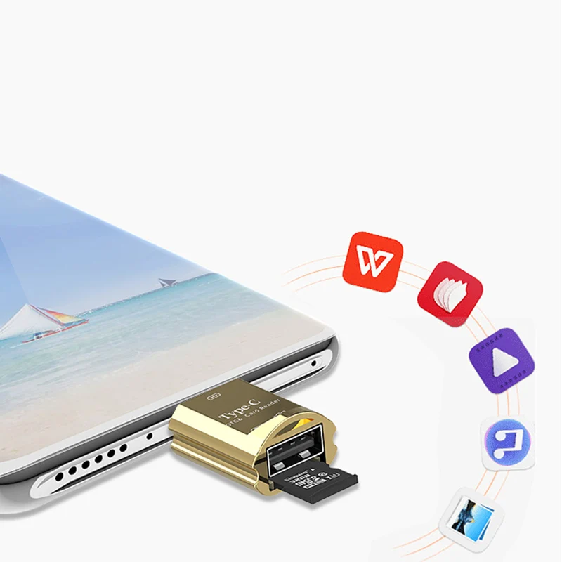 Typ C OTG Micro SD TF Kartenleser USB Dongle Speicher Erweitern Adapter Anti Verloren Haken Kette Schnalle Telefon Tablet Laptop Daten Konvertieren – Detail 4