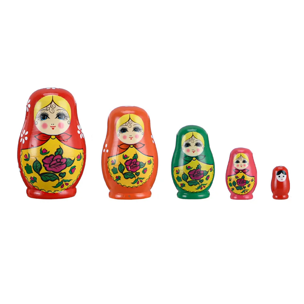 

Five-Layer Matryoshka Stacking Toy Wooden Playset Russian Nesting Gift Crafts Travel The