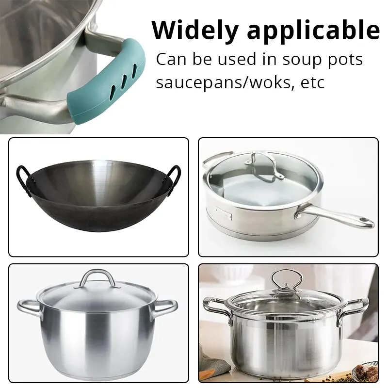Silicone Hot Handle Holde Non Slip Rubber Pot Holders Pan Ear Clip Cast Iron Handles Grip Cover Heat Resistant Potholde silicone pan handle cover