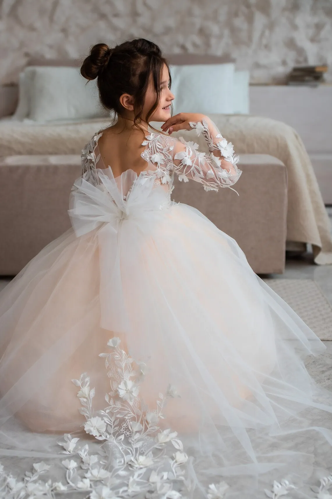 4-15Y Long-Sleeved Fluffy Flower Gauze Party Evening Wedding Princess Dress  Wholesale – Akidstar | Princess wedding, Princess wedding dresses, Princess  dress