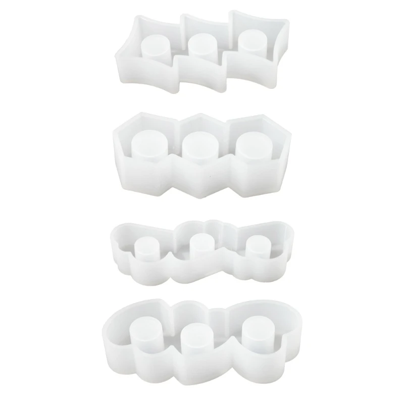 

3 Hole Pillar Holder Mold for Making Tealight Holder Heart Candlestick Silicone Mould Resin Molds Home Decorations