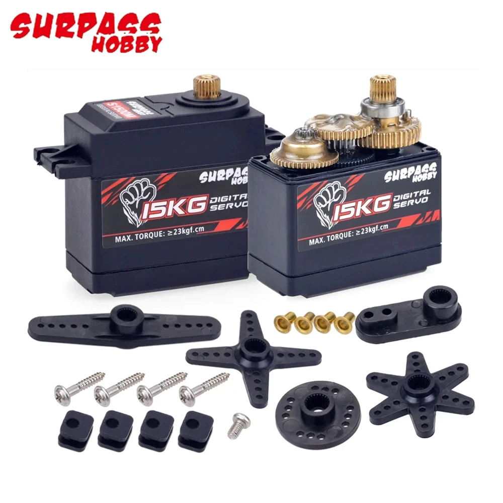 Цифровой сервопривод Surpass Hobby S1500M, 25T, 6-7,4 В, 15 кг, металлическая Шестерня для высокоскоростного радиоуправляемого автомобиля 1/10, 1/8, самолета, лодки, внедорожника, багги, игрушка