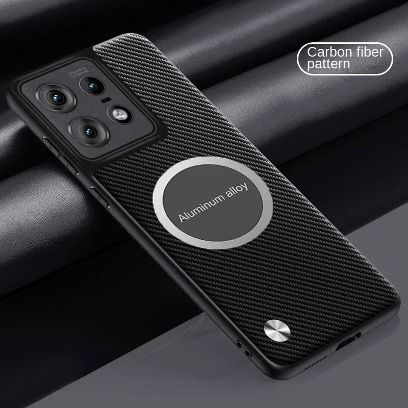 Premium Carbon Fiber Magnetic Leather Car Case - High-End Protective Cover