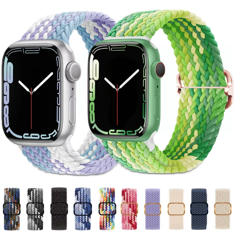 

Ремешок нейлоновый для Apple watch Ultra/2 49 мм 9 8 7 45 мм 41 мм, регулируемый браслет с скользящей пряжкой для iwatch 6 5 4 3SE 44 мм 42 мм 40 мм