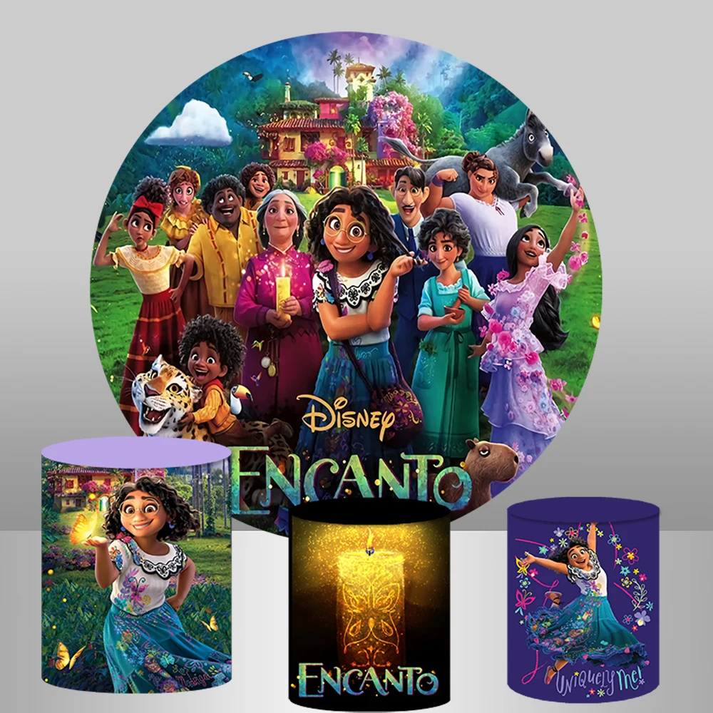 

Disney Movie Encanto Round Backdrop for Girls Baby Shower Birthday Party Decoration Mirabel Cartoon Banner Supplier
