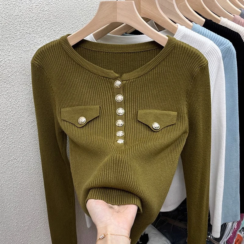

Sandro Rivers Knit Underwear Shirt Fall And Winter Fashion Chic Style Tops Women's Innerwear Clothing