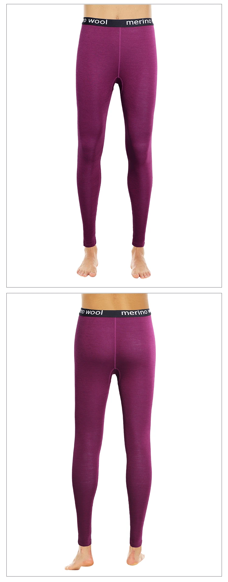 Description Picture 5 of item100% Merino Wool Womens Base Layer Thermal Pants Merino Wool Leggings Women Long Johns Breathable Thermal Underwear Bottoms