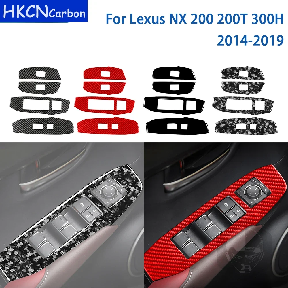 렉서스 NX 200 200t 300h 2014-2019 자동차 액세서리, 탄소 섬유 인테리어 창 스위치 리프팅 패널 트림 스티커 수정