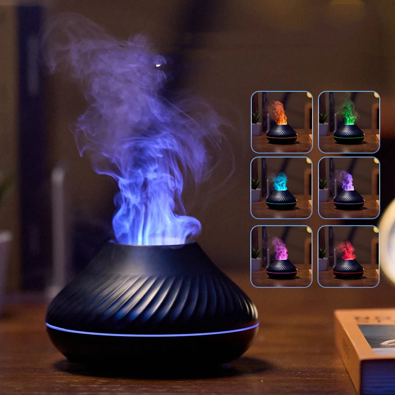 

Volcano Aroma Diffuser 7 Colors 3D Flame Lights Home Air Humidifier 130ML USB Room Fragrance Essential Oil Diffuser Fire