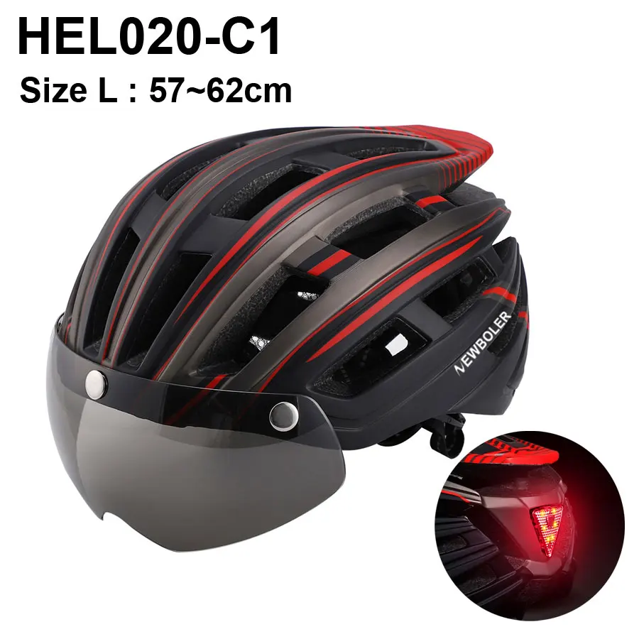 LED Bicycle Helmet With Tail Light Road Bike Helmets Cycling Adults Sports Gear 