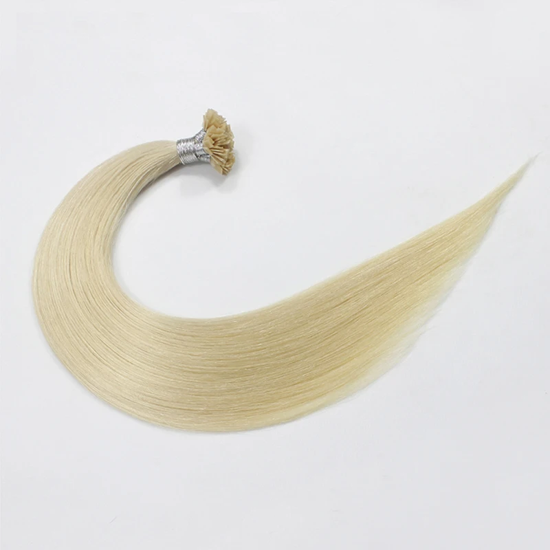 스트레이트 퓨전 인모 연장, 미리 접착된 케라틴 팁, 레미 인모, 60 본드 플랫 팁, 14-30 인치