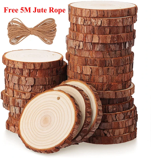 Natural Wood Slices for Centerpieces Crafts - Predrilled Wooden