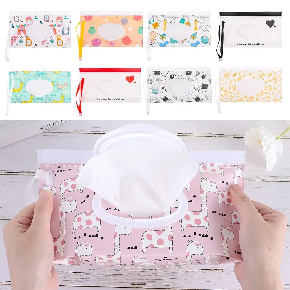 Portable EVA Baby Wipes Case Cartoon Reusable Wet Wipes Box Flip Cover Refillable Wipes Napkin Tissue Bag Case Holder Container