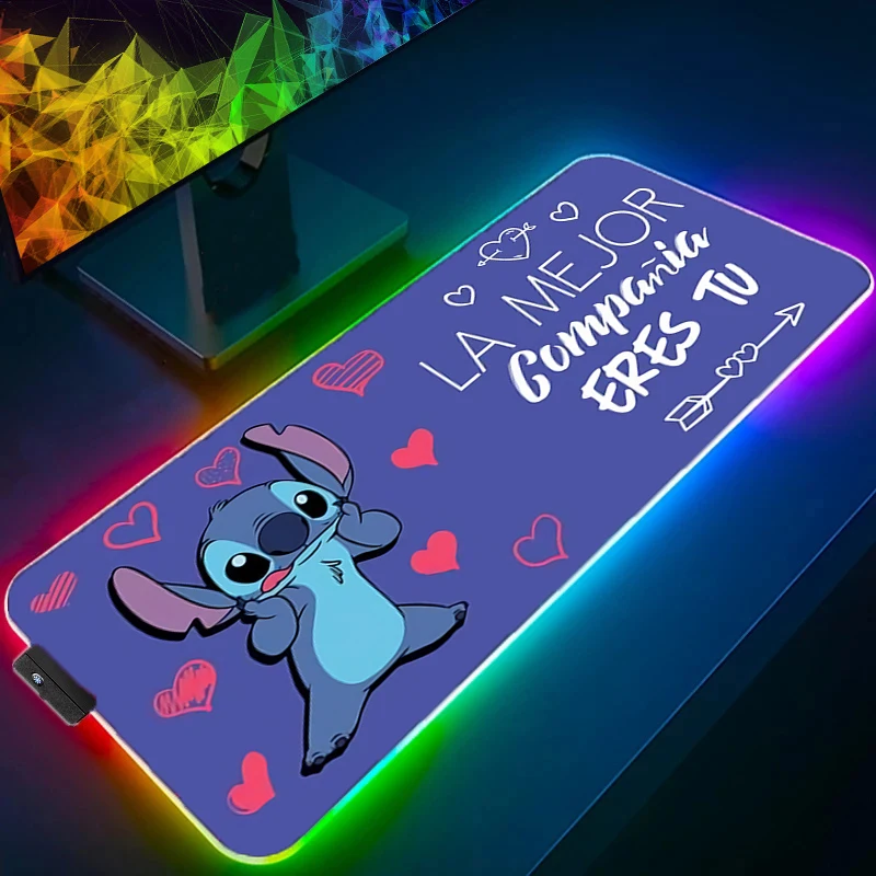 

Xxl Kawaii Gaming RGB Mouse Pad Stitch Gamer Keyboard Pc Accessories HD Picture Desk Mat Mousepad Anime With Backlight LED Pads
