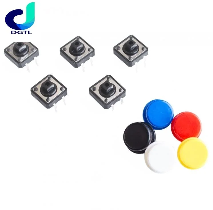 

Tactile Push Switch Momentary 12*12*7.3MM Micro Switch + 5 Colors Tact Cap for DIY Kit