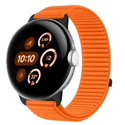 Nylon Loop Strap with Metal Links - Premium Replacement Smartwatch Bracelet - Pixel Watch 4 45mm (Orange)