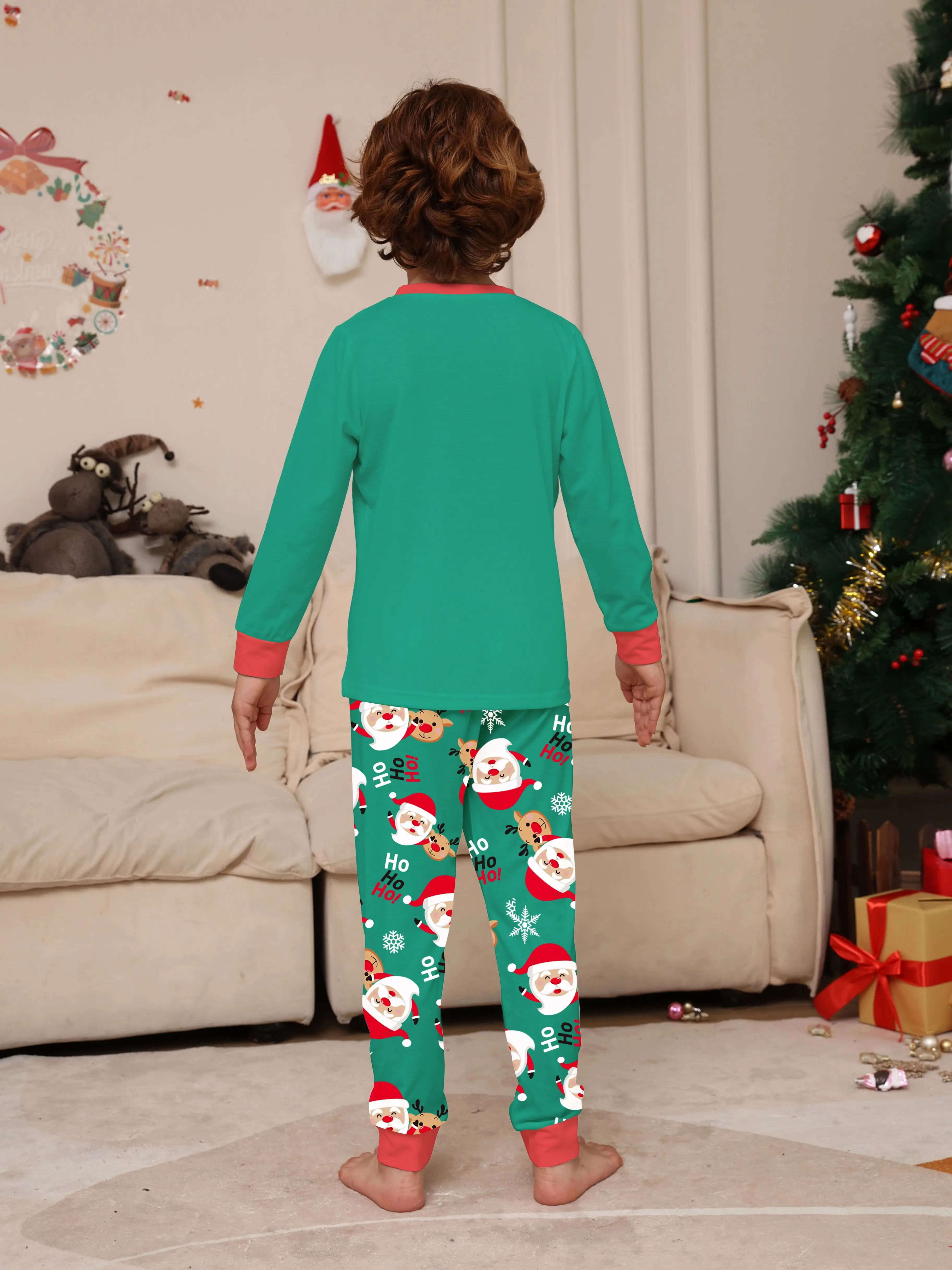 RKSTN Pajamas Noël Pour La Famille Mode Manches Longues Hauts Et Pantalons V Tements Nuit Papa Maman Enfants Ensemble Assortis Imprim Lan Mignon Neig