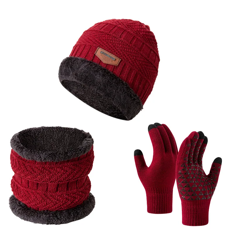 3 pieces/set winter men's and women's knitted hats winter hat set comfortable and warm hat set winter hat,knitted hat scarf set