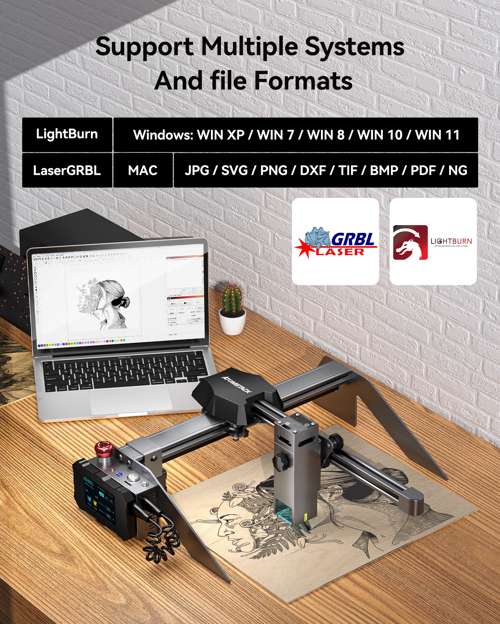 ATOMSTACK P9 M50 PRO 40W CNC Laser Engraving Cutting Machine 220*250mm Area Cutting For Wood Metal Motherboard Offline Mark