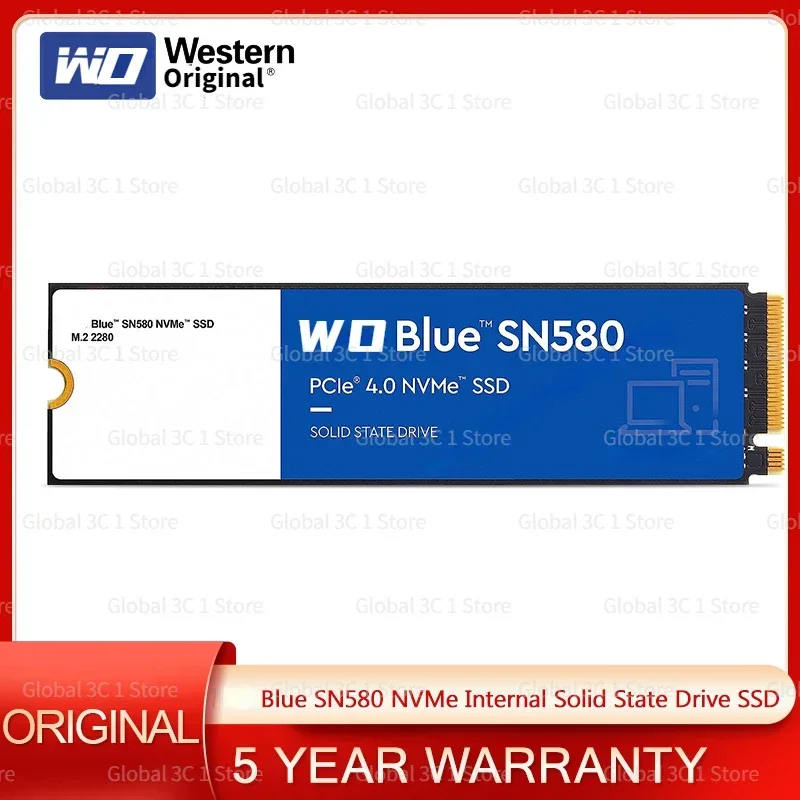 

2024 Western Original 1TB 2TB Blue SN580 NVMe Internal Solid State Drive SSD - Gen4 x4 PCIe 16Gb/s, M.2 2280, Up to 4,150 MB/s