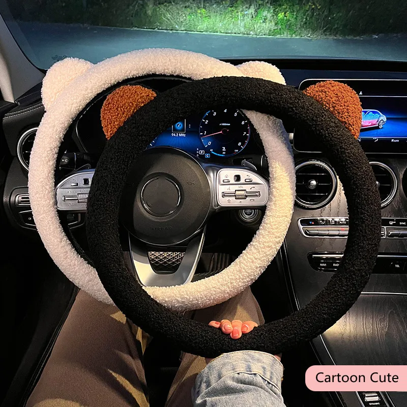 Soft Plush Cartoon Bear Ear Car 38cm Car Steering Wheel Cover 1