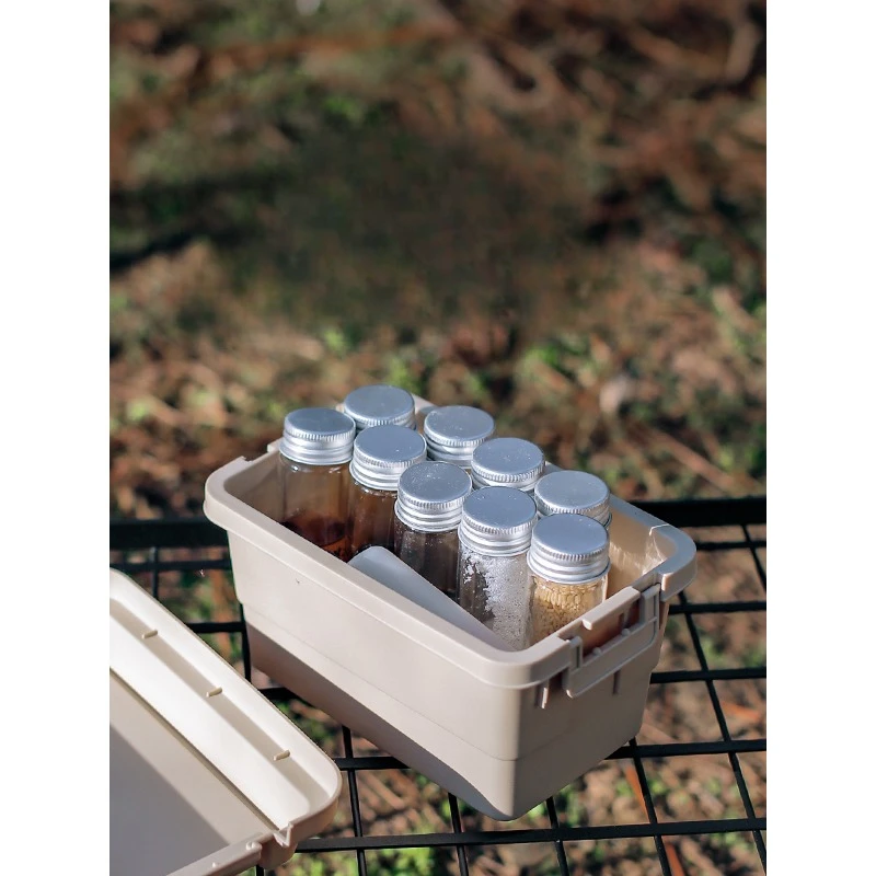 Seasoning Bottle Set Storage Box Portable Travel Camping Seasoning Dispenser Set Stackable Organizer Mini Desktop Storage Case
