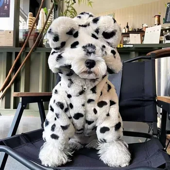 Abrigo con capucha con orejas de leopardo blanco para perros - Imagen 1