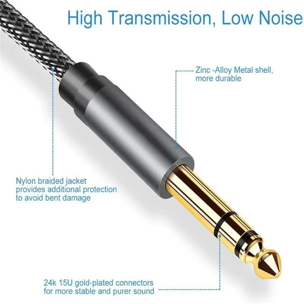 스테레오 어댑터 Aux 와이어 오디오 케이블, 수-수 Y 스플리터 코드, 3.5mm-더블 6.35mm