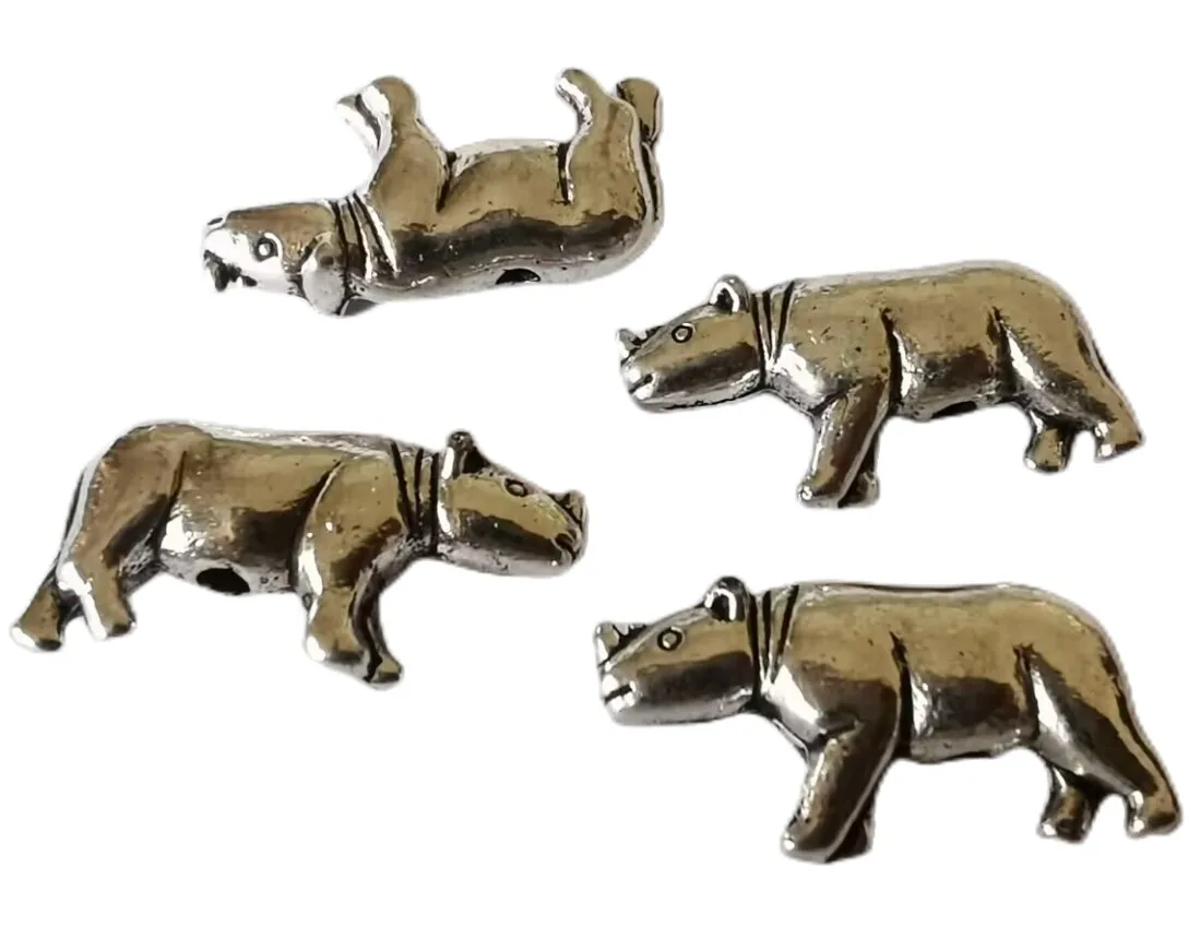 

60 шт. Тибетский серебристый металлический Rhinoceros разделительные бусины A16431