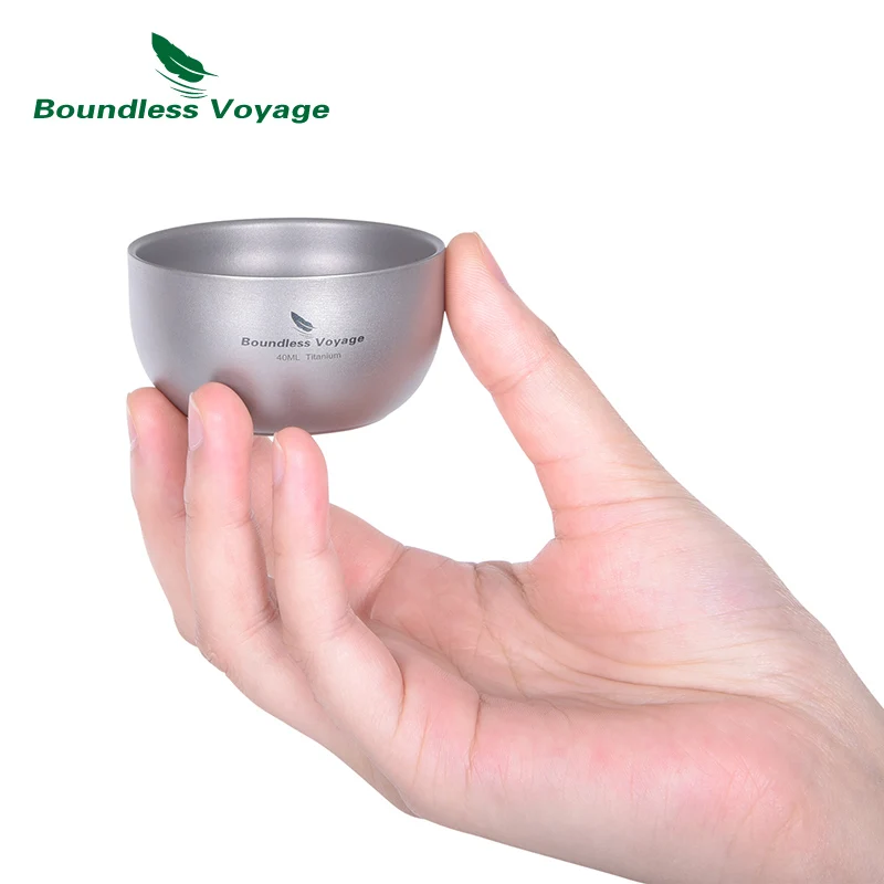 Boundless Voyage Sake Cup Titanium Double Wall Mini Drink Teacup Coffee Mug Lightweight Stackable Teaware 18g Ti3204D