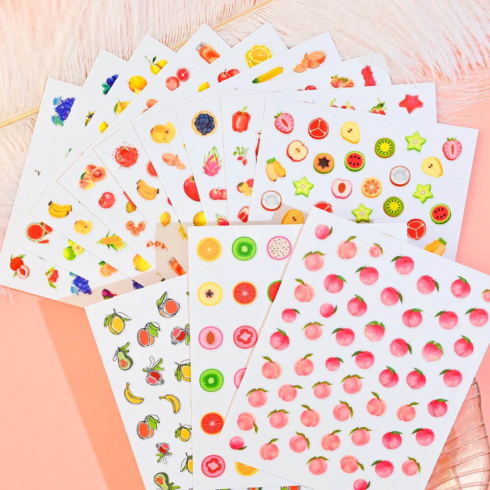 

12pcs Fruit Nail Art Stickers Decals 3D Adhesive Nail Art Stickers Ultra-thin Cartoon Lemon Strawberry Watermelon Nail Decals
