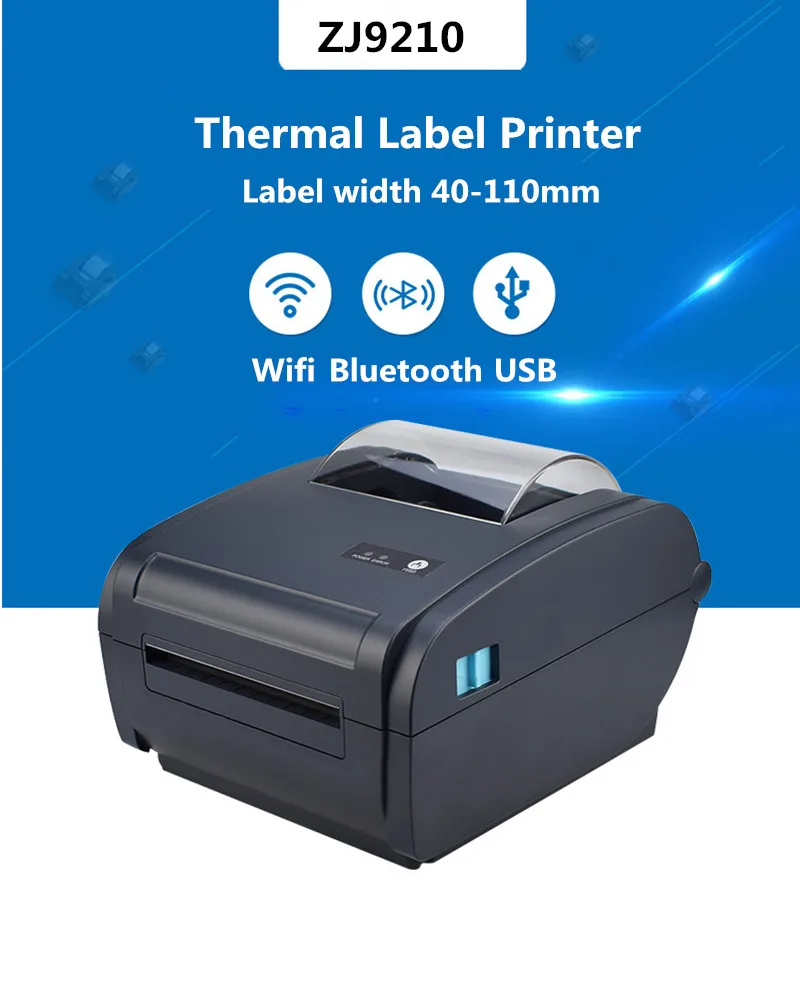 ZJ9210 Shipping Label Express Waybill Product Sticker Width 40-110mm USB Mobile Phone Bluetooth 4 Inch Thermal Barcode Printer best instant printer for iphone