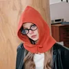 Women Winter Balaclava Knitted  Hats Unisex Hooded Caps Men Outdoor Warmer Drawstring One-Piece Beanies 1
