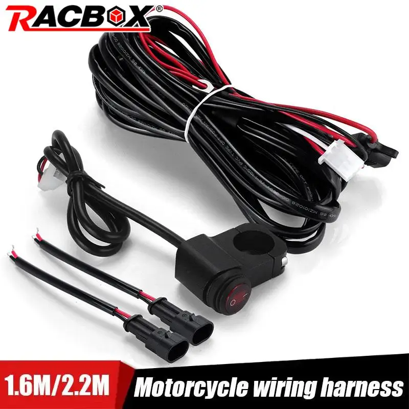 

1.6M/2.2M Motorcycle Electric On Off Switch Wiring Relay Harness For Spotlight Fog Light With Fuse 2/3 Wires Cable 12V Accessory