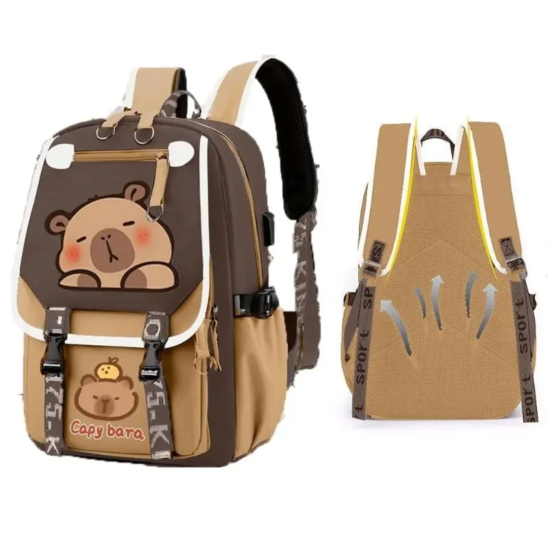 New Large Capacity Capybara Backpack Adjustable Strap Waterproof Students Schoolbag Breathable Lightweight School Backpack 1